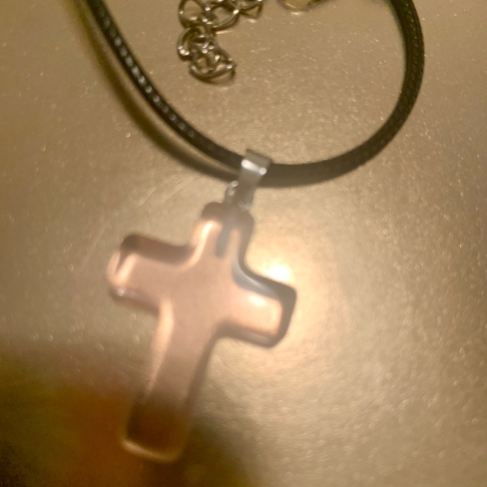 Stylish Clear Pink Cross Necklace